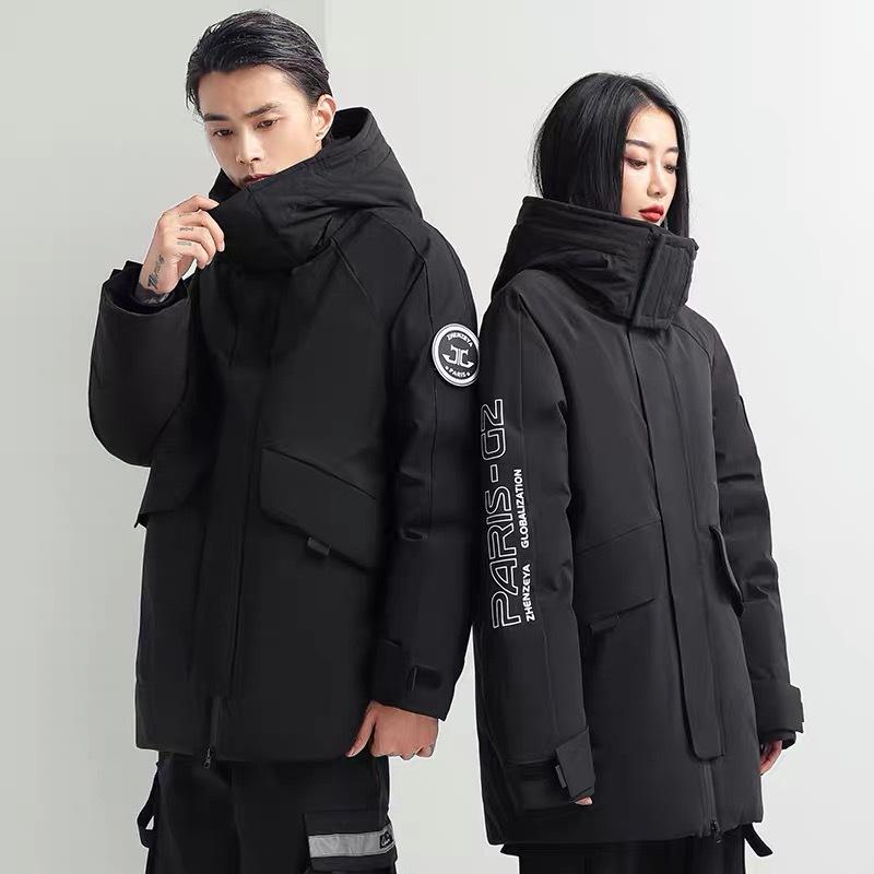 Down jacket men's Korean version winter men's casual couple jacket hooded down jacket trendy brand workwear white duck down jacket