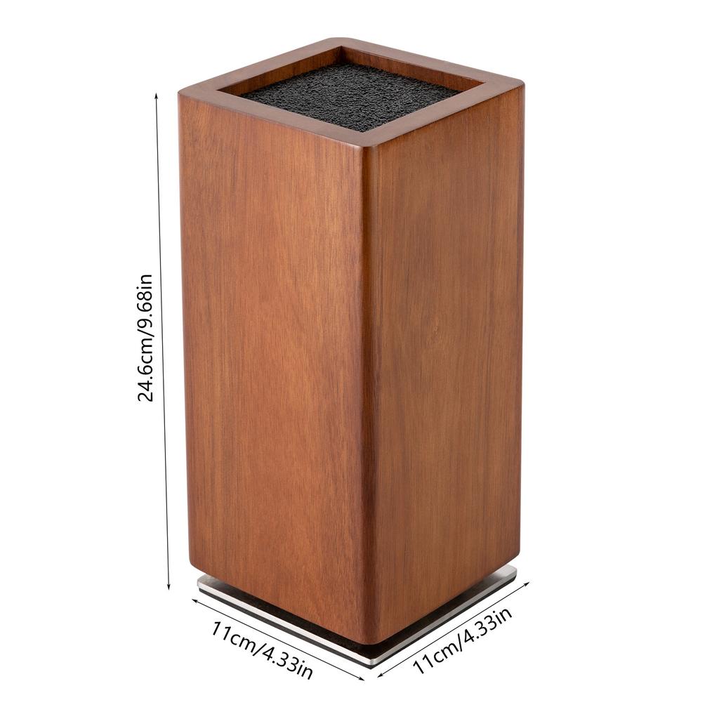 360° Rotating Magnetic Knife Block - Strong Magnet, Acacia Wood & PP Core, Drainage Holes for Dryness, Durable & Space-Saving Design (11x11x24. 6cm)