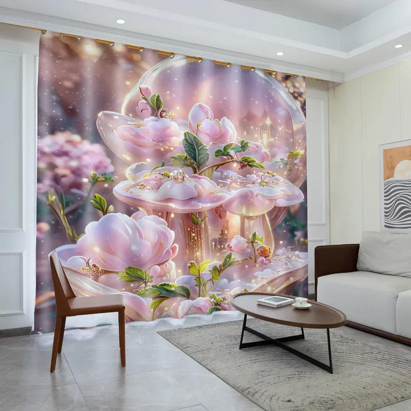 Závěs Ložnice Závěs s vysokým stíněním Trend Dívčí Růžový Vzor Zahrady Snů Zámku Závěsy Domácí Obývací Pokoj Zatemňovací Závěs Horký