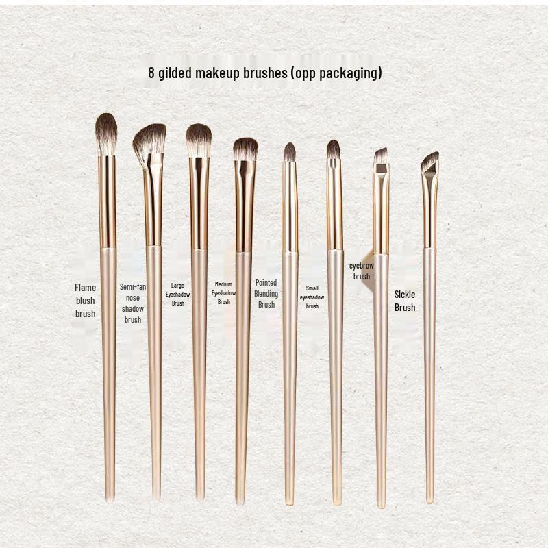 15-Piece Golden Eyeshadow Brush Set - Soft Hair Detail Brushes for Nose Shadow and Blending.