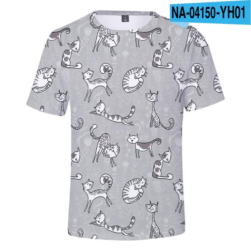 Children's Cat Adult 3D Printed Short Sleeve Men's Street Trend 3D Color Printed Short Sleeve T-shirt Tops & T-shirts (men’s)