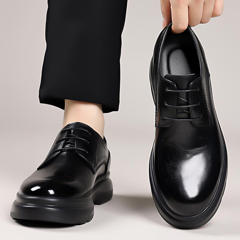Fashion Men's Leather Oxford Shoes Classic Lace-Up Formal Dress Shoes Business Casual Male Dress Shoes New Slip-Resistant Sole Flats