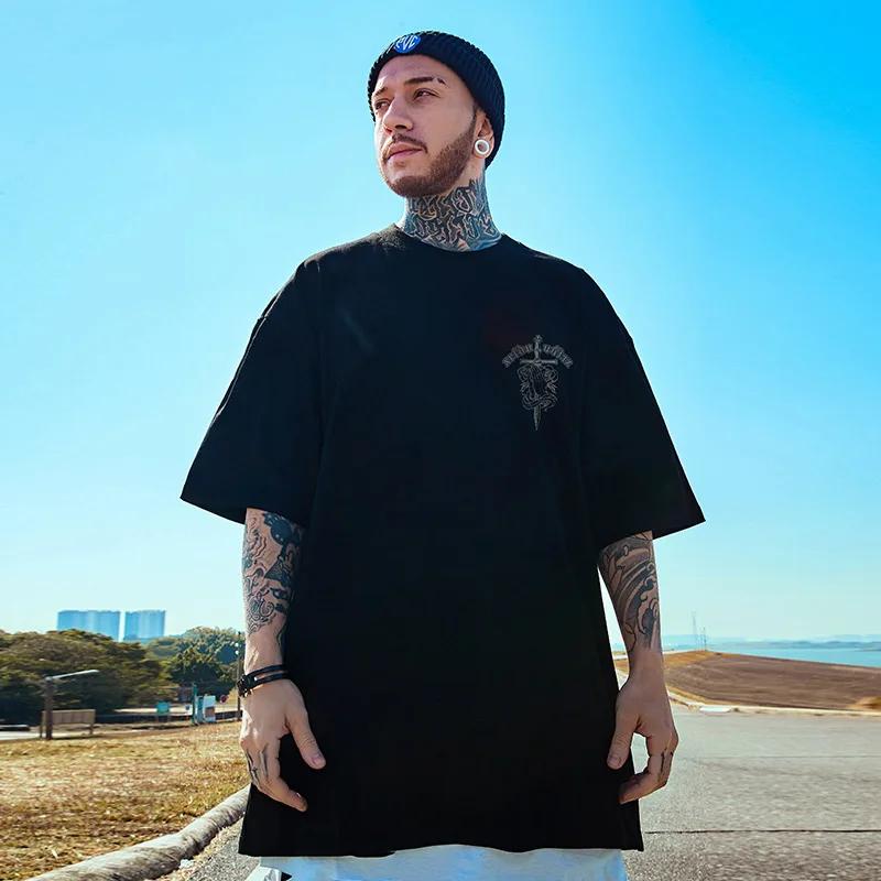 Religious Cross Faith Rose Print Men's T-shirt Short Sleeve 100% Cotton Tee Summer Casual Streetwear Plus Size Clothing Y2k Tops