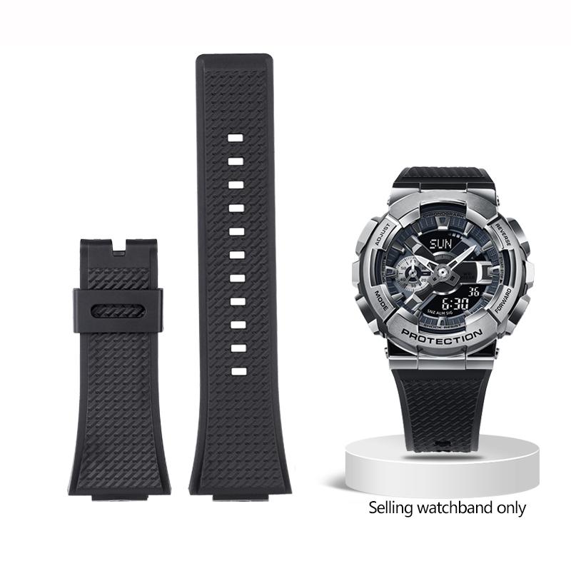 

ONENew Silicone Watchband For Casio GM110 GM-110 Strap G-SHOCK GM-110GB Waterproof Soft Rubber Watch Band 16mm Black Steel BraceletMN GM-110 series