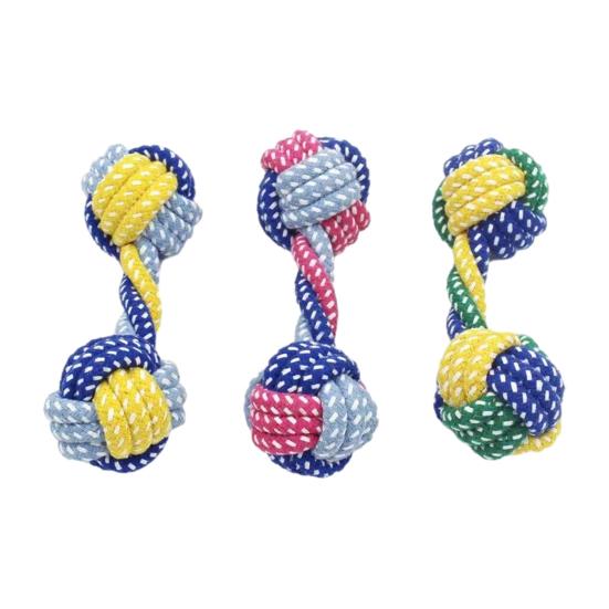 Rope Dumbbell Dog Toy Bite Resistant Knotted Rope Puppies Chew Toy Boredom