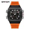 SANDA SD3396 Electronic Watches for Man Dual Display Luminous Alarm Clock Sports Waterproof LED Digital Watch