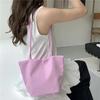Solid Color Nylon Bucket Tote Bag, Soft Magnetic Snap Shoulder Handbag with Zipper Inner Pocket for Daily Casual Use