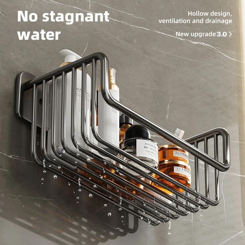 Bathroom Paper Towel Rack Punch-Free Toilet Paper Storage Rack Accessories Aluminum Shower Shelf Bathroom Organizer