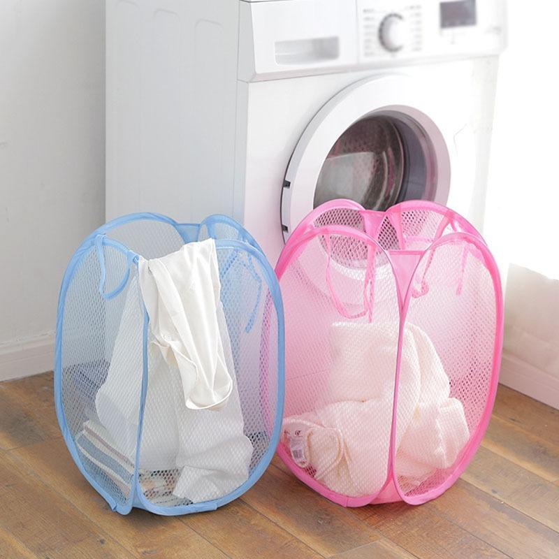 Foldable Mesh Laundry Basket With Durable Handles Strongly Frame Laundry Basket