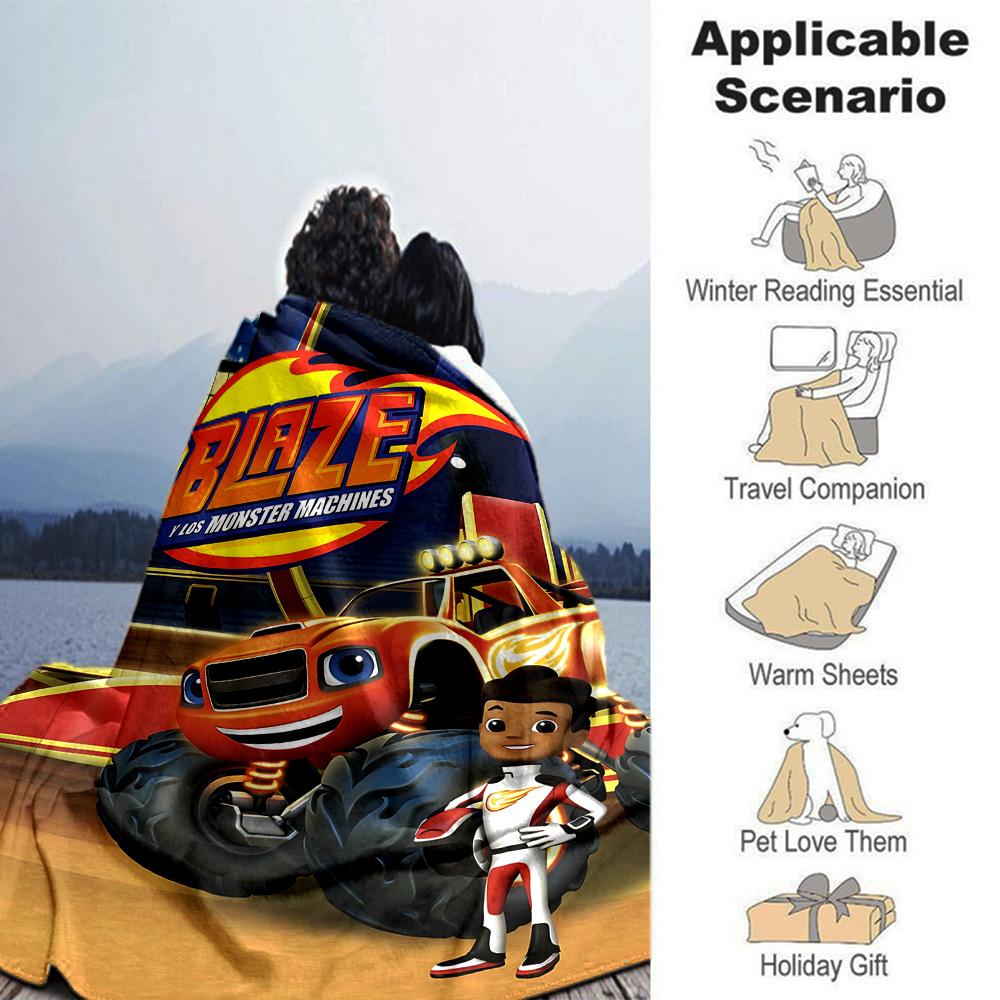 Blaze Monster Machines Adventure Flannel Blanket Super Soft Warm Cozy Blanket For Sofa Bed Office Travel Allseason Home Decor Gift