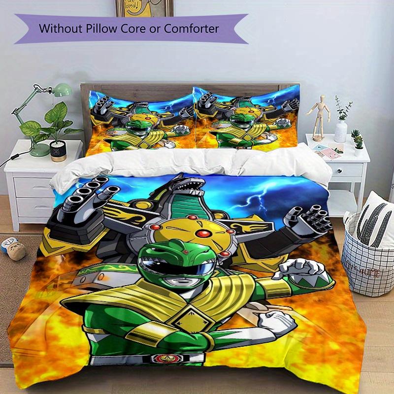 Set Copriletto 3 Pezzi Power Rangers Dino Charge Ranger Verde Ultra Morbido, Traspirante e Confortevole con Design Elegante per Camera da Letto e Ospiti