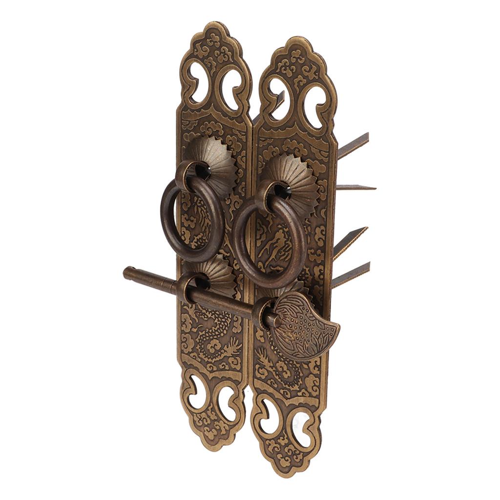 2set Cabinet Faceplate Lucky Pattern Vertical Type Straight Handle Bronze Chinese Brass Door Pull