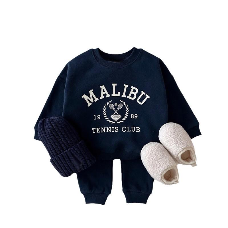 Koreansk bomullsdress for barn: Genser og joggebuksesett med bokstavtrykk for vår/høst for gutter og jenter.