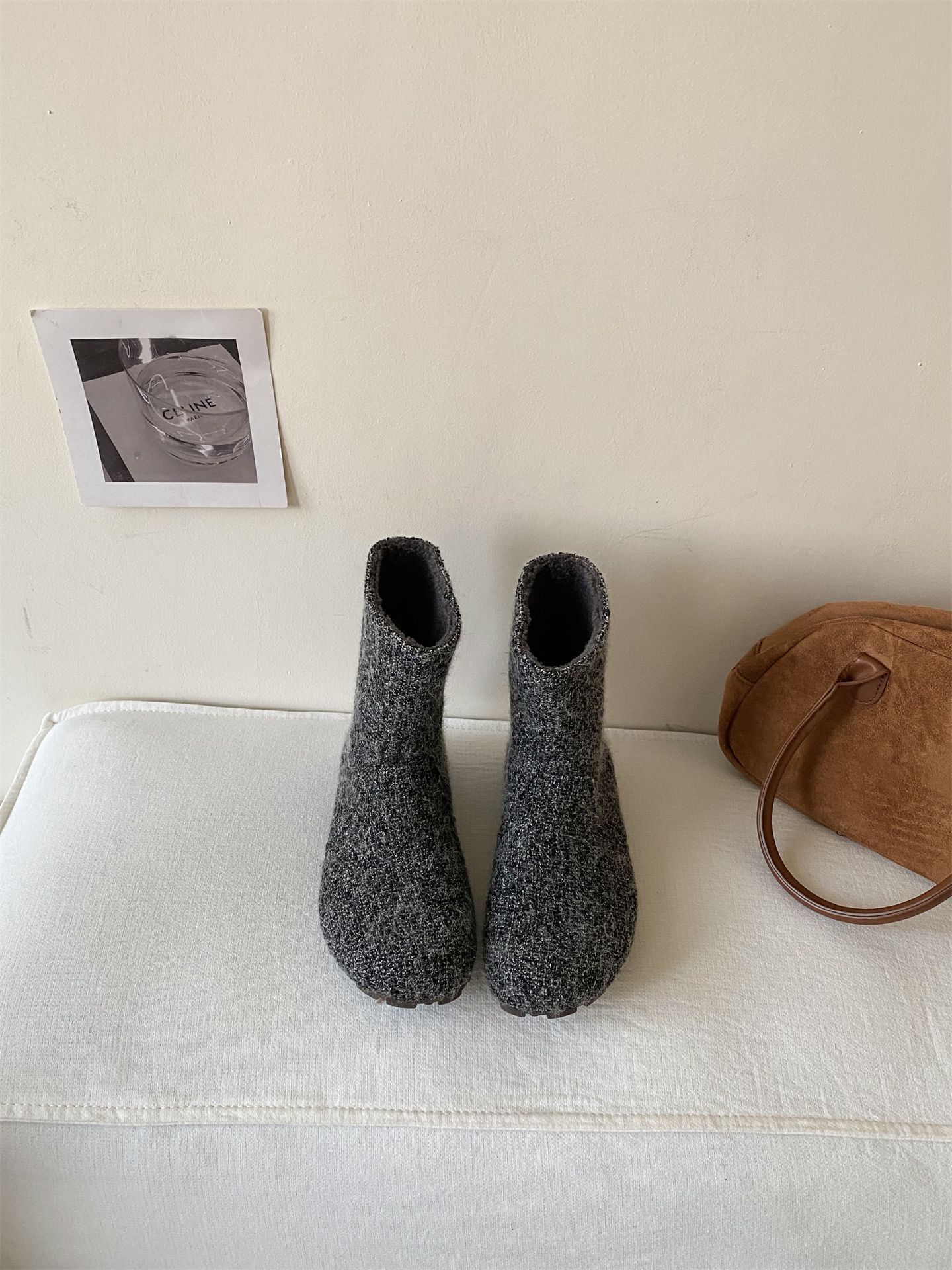 Сапоги женские на скрытой платформе из французской шерсти, новые бархатные хлопковые сапоги осень-зима 2025 35