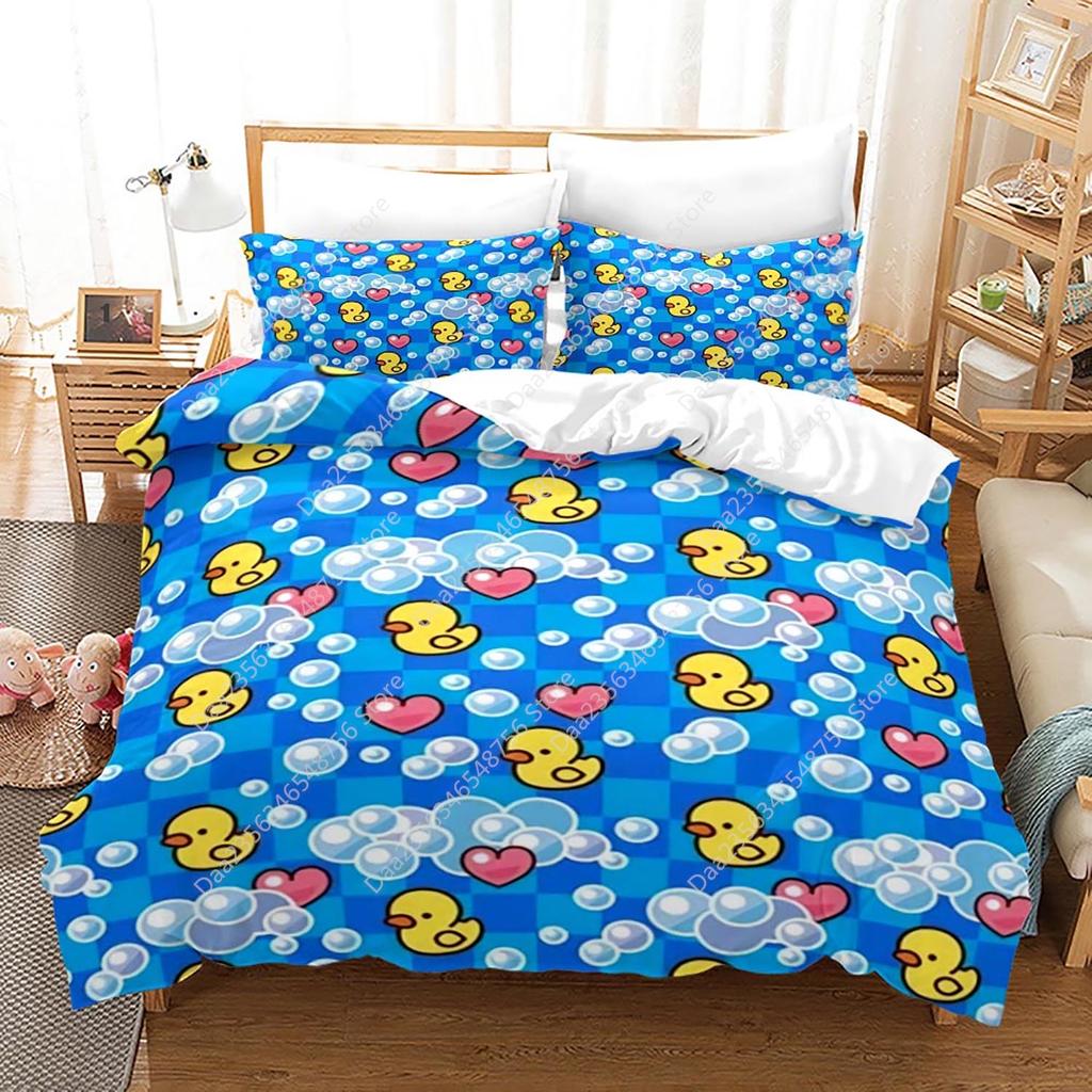 Comforter New Yellow Duck Bedding Set Single Twin Full Queen King Size Little Duck Bed Set Aldult Kid Bedroom Duvet Sets 3D Print 015