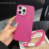 INS Small Blue Cute Flower Phone Chain Lanyard Case For iPhone 17 16 15 14 13 12 Pro Max 11 Plus Shockproof Lichee Pattern Cover