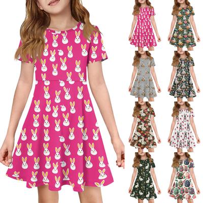 Mädchen Sommerkleid Farbe & Muster Kurzarmkleid Mit Tasche Freizeitkleid Kurze Ärmel Partykleid Ostertag