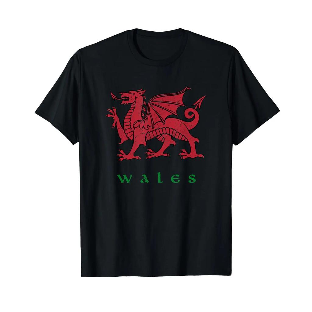 Wales Welsh Dragon T Shirt vintage Washed Soft Stretched Slightly fashion homme Versatile Stylish streetwear Unisex Casual