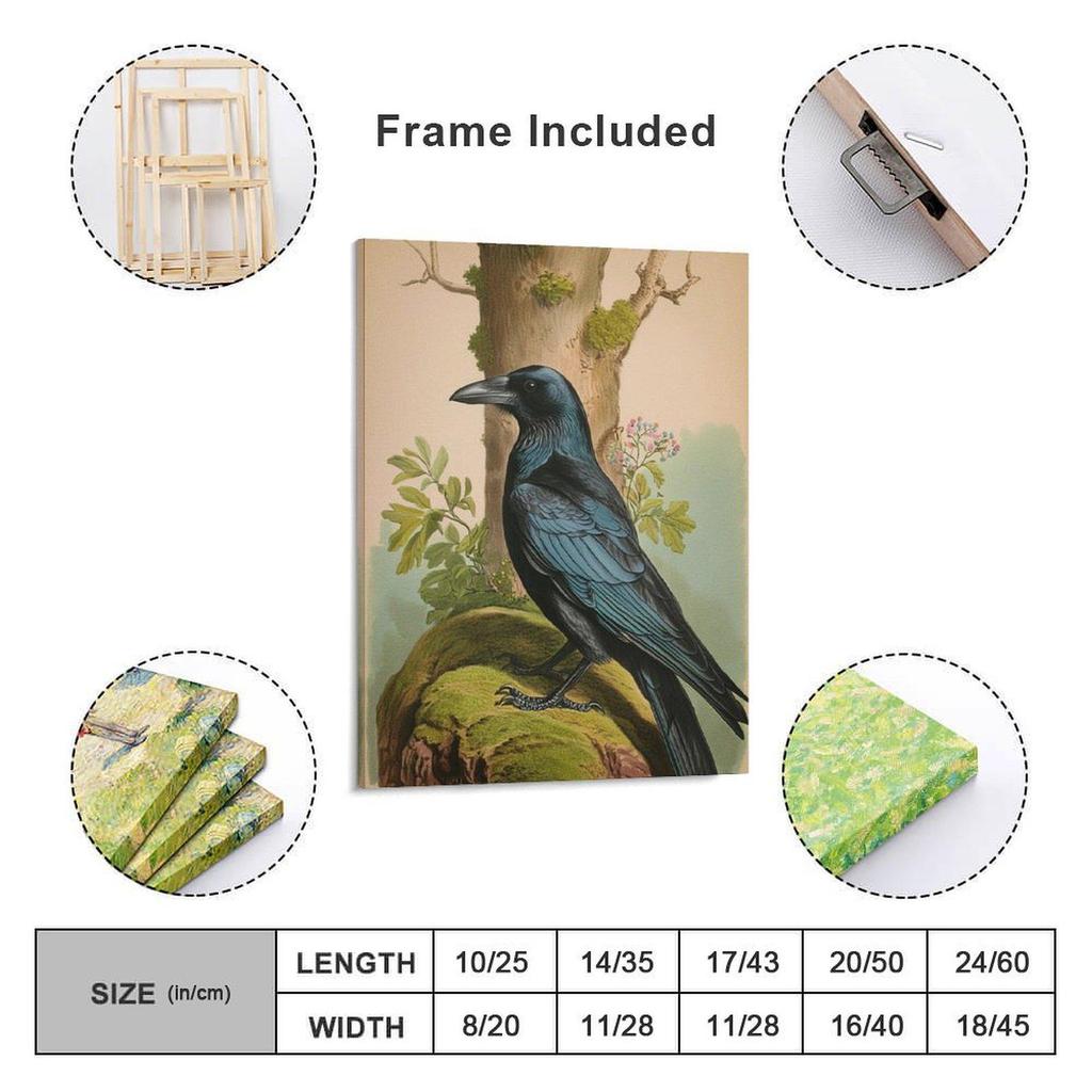 Xuan Yu Crow Canvas Art: Decorative Animal Painting for Living Room or Restaurant