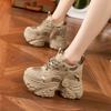 Platform Dad Shoes Women's 2025 Spring and Autumn New Small Inner Height Increase Women's Shoes Fashionable Versatile Warm Muffin Shoes