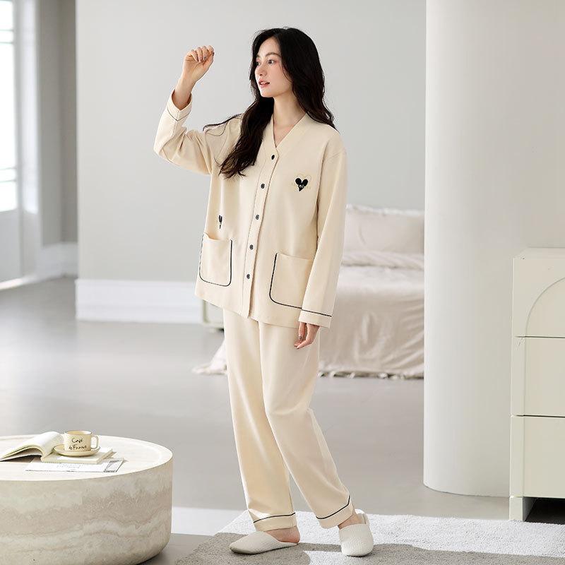 Pajamas Women'S Pure Cotton Long-Sleeved Women'S Women'S Autumn And Winter Thin Casual Loungewear