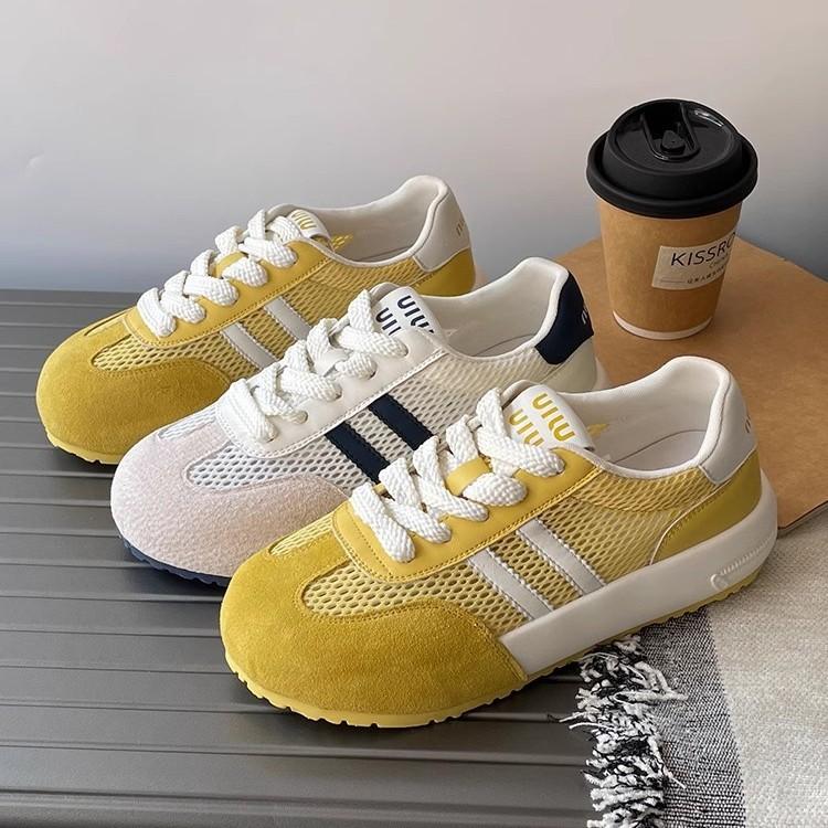 2025 spring and summer new thick-soled German training shoes women's soft-soled comfortable Forrest Gump shoes mesh breathable board shoes sports and