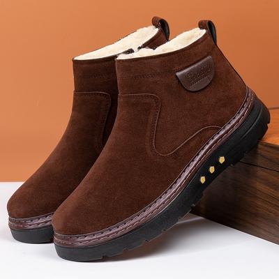 Winter Snow Boots Men's Fur Integrated Non-slip Warm Piled Thickened Wool Cotton Boots High Top Cotton Shoes