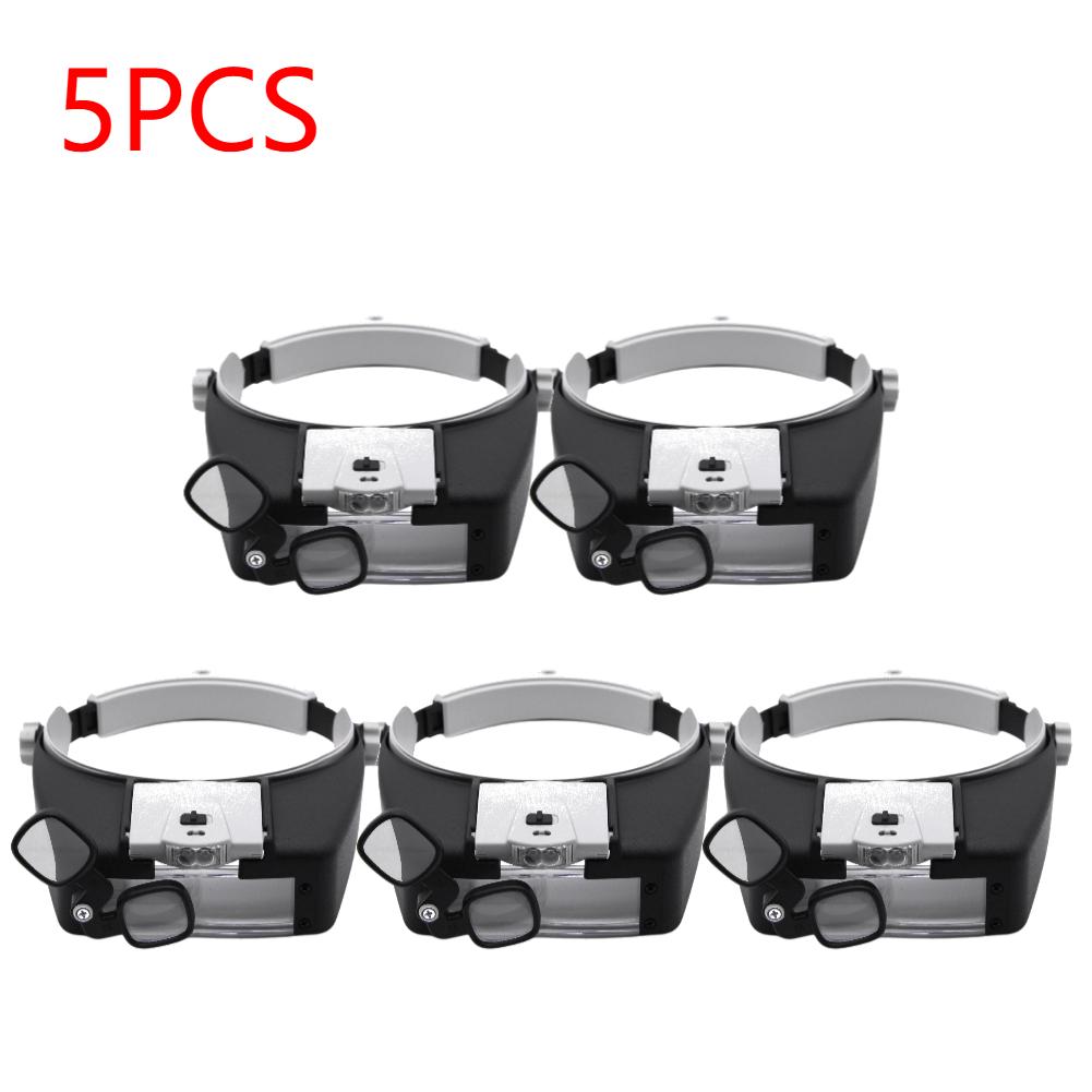 1.5X 1.5X 6X 8X Headband Glasses Magnifying Adjustable 2 LED Light Magnifier Loupe Glasses for Reading Magnifier Illuminated
