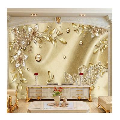 Custom Size Mural European Style Luxury Wallpaper Golden Flower Jewelry Fresco Living Room Background Wall Home Decor Murals