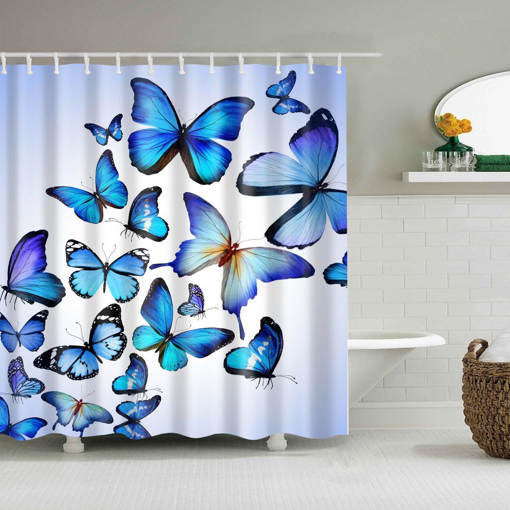 Animals Birds Owl Butterfly Flamingo Shower Curtains Bathroom Curtain Frabic Waterproof Polyester Bathroom Curtain with Hooks