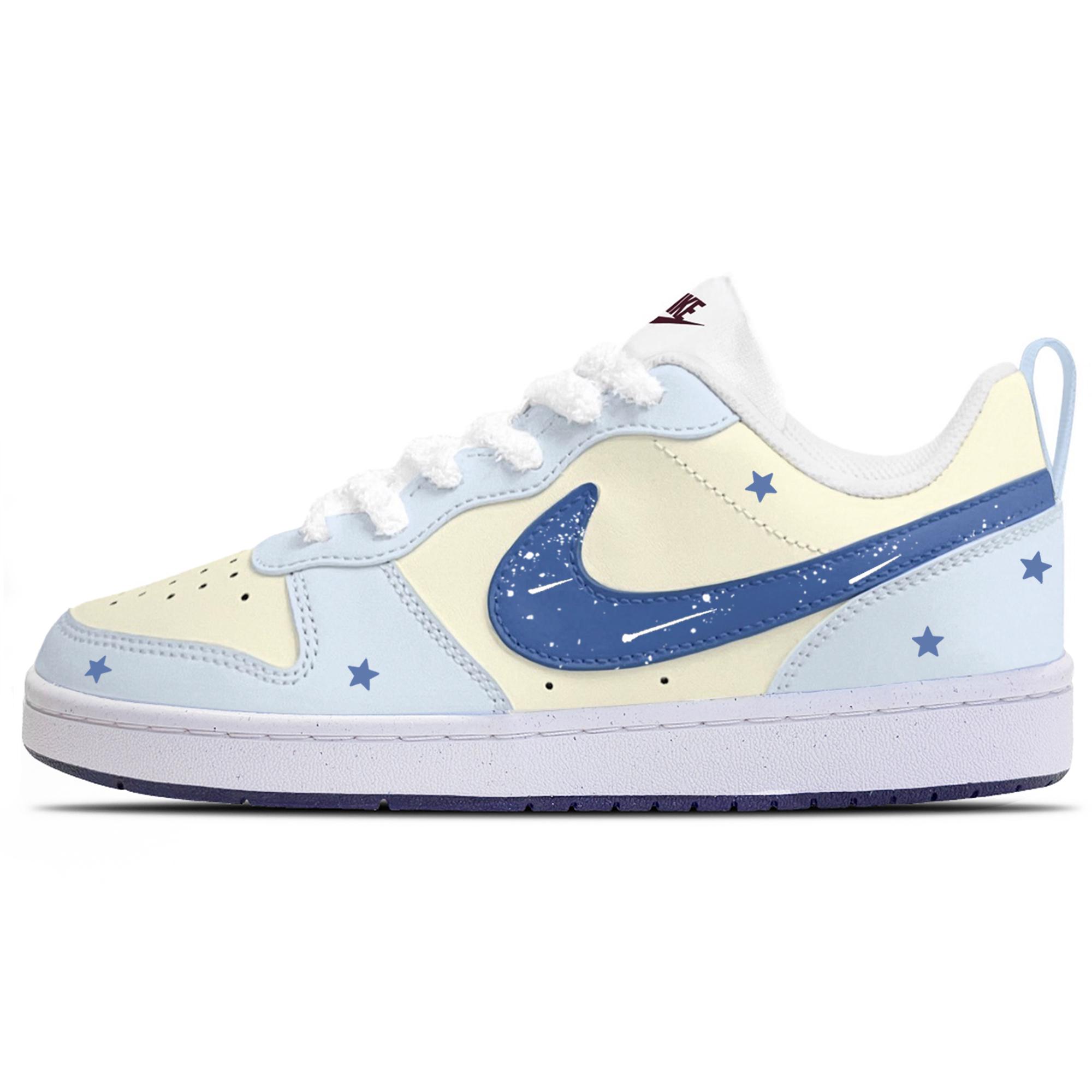 

Nike Court Borough Mercury Leather Abrasion Resistant Slip Resistant Low top Skateboard Shoes Unisex Yellow Blue BQ5448-100(Team1664-) 38.5