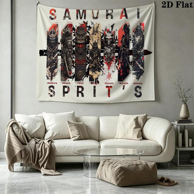 Samurai Wall Tapestry Aesthetic Wall Hanging Printed Fabric Blanket Decorative Tapestries for Bedroom Living Room Home Decor