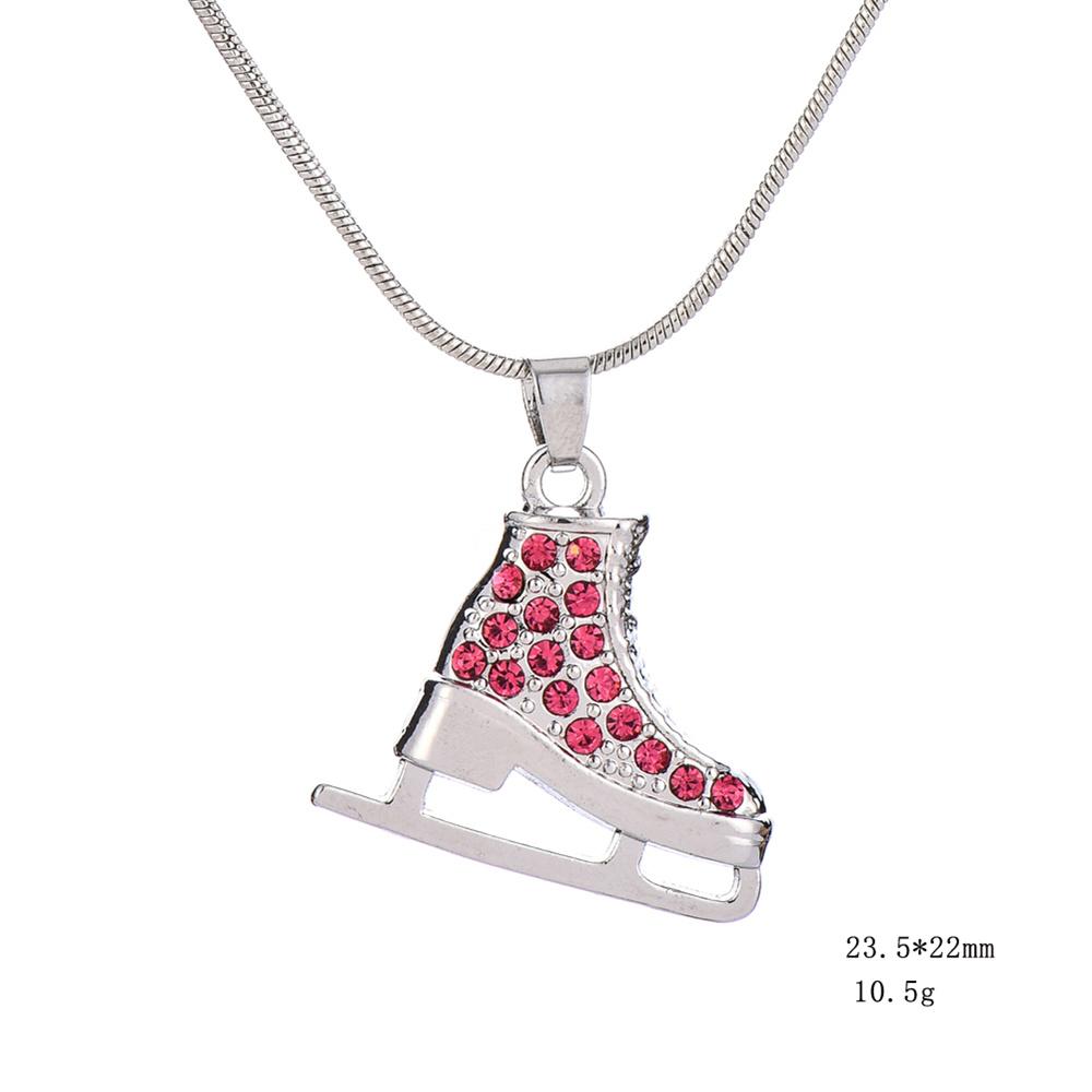 My Shape Skating Shoes Pendant Necklace Ice Skate Shoes Skater Crystal Rhinestone Zircon Charms Fashion Jewelry Girls Women Gift