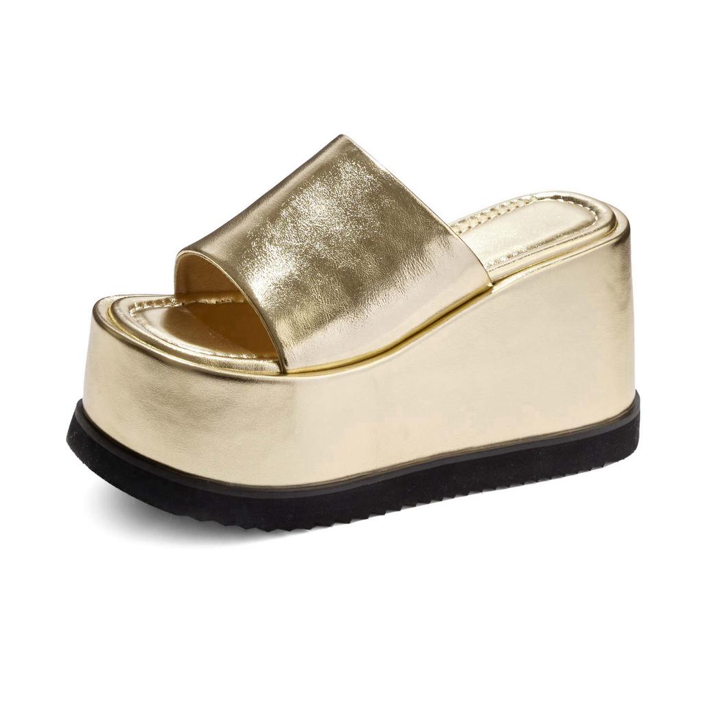 Fashion Krazing Pot Cow Leather Super High Wedges Casual Beach Slingback Mules Platform Summer Sandals Concise Luxury Outside Slippers