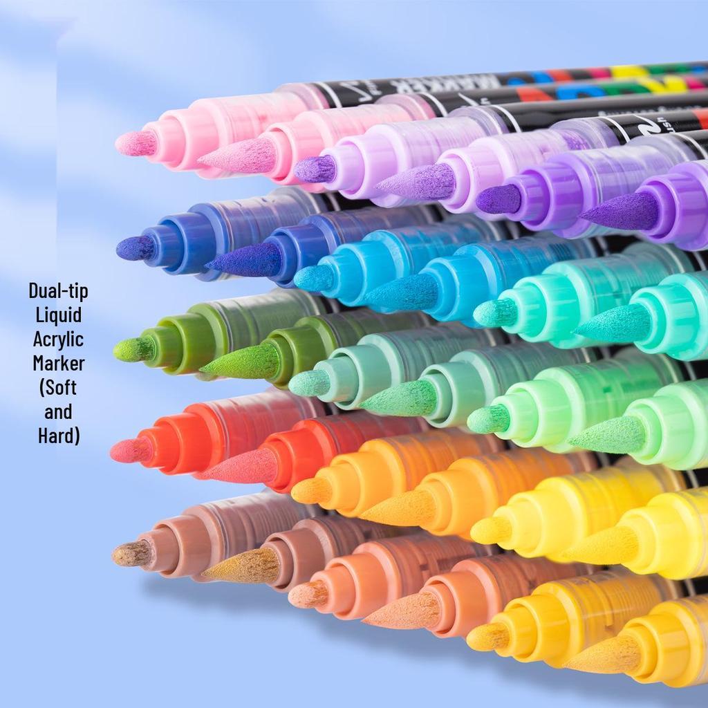 Breite Kollektion 8102 Acryl Doppelspitz-Marker-Set - 168 Farben für DIY-Kunst, Malerei und Graffiti, Stapelbare Pinselstifte