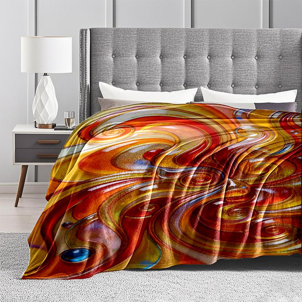 Abstract Swirl Pattern Blanket In Vibrant Red and Yellow Colors Blanket, Suitable for Use In the Bedroom, Living Room, On the Sofa