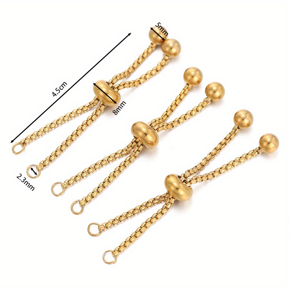 3Pcs/Lot Stainless Steel Slide Bracelets Adjustable Chains Bracelet with Rubber Beads for Jewelry Making Accessories