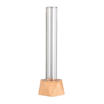 Test Tube Vase Glass Hydroponic Vase with Wooden Stand Desktop Transparent Tube Vase for Plants And Cut Flowers Flower Arrangement