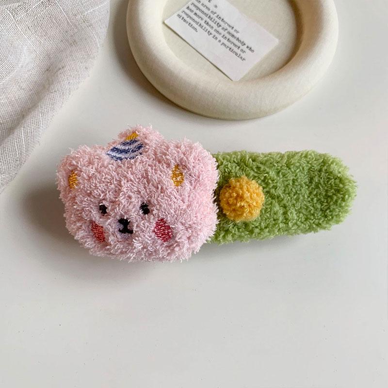 Korean Style Plush Pudding Bear Duckbill Hair Clip - Large Cute Makeup Side Accessory