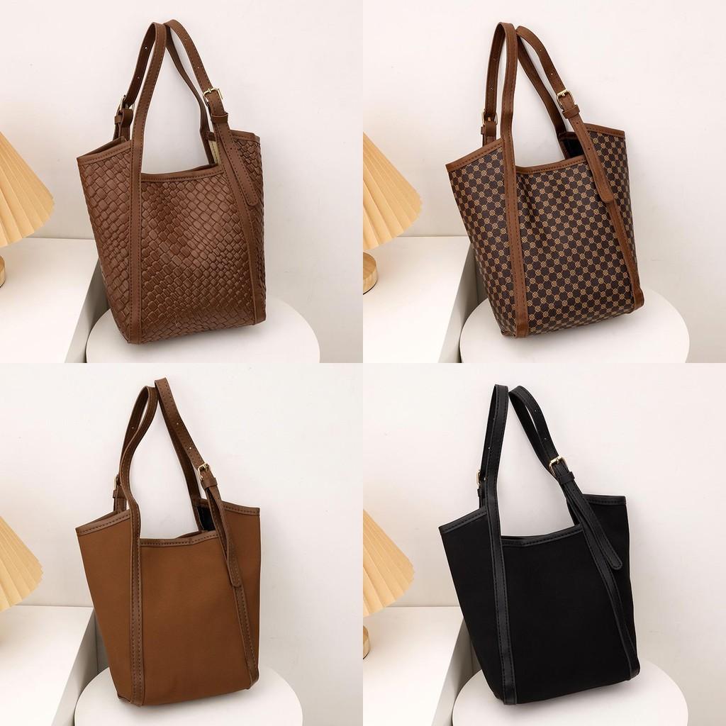 Pwoven Pattern Bucket Bag With Magnetic Closure For Daily Streetwear Style Women