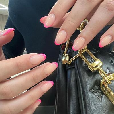 24Pcs/Set Quick Nails Short Pink False Nials Sticker Wearable Waterproof Manicure Finished Nails