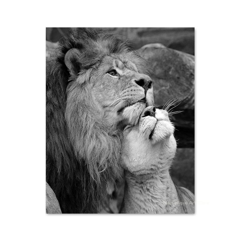 

Черно-белые животные, львенок, семья, холст, картины, постеры и принты, современное настенное искусство, картины для гостиной, украшение дома 30x40cm No Framed