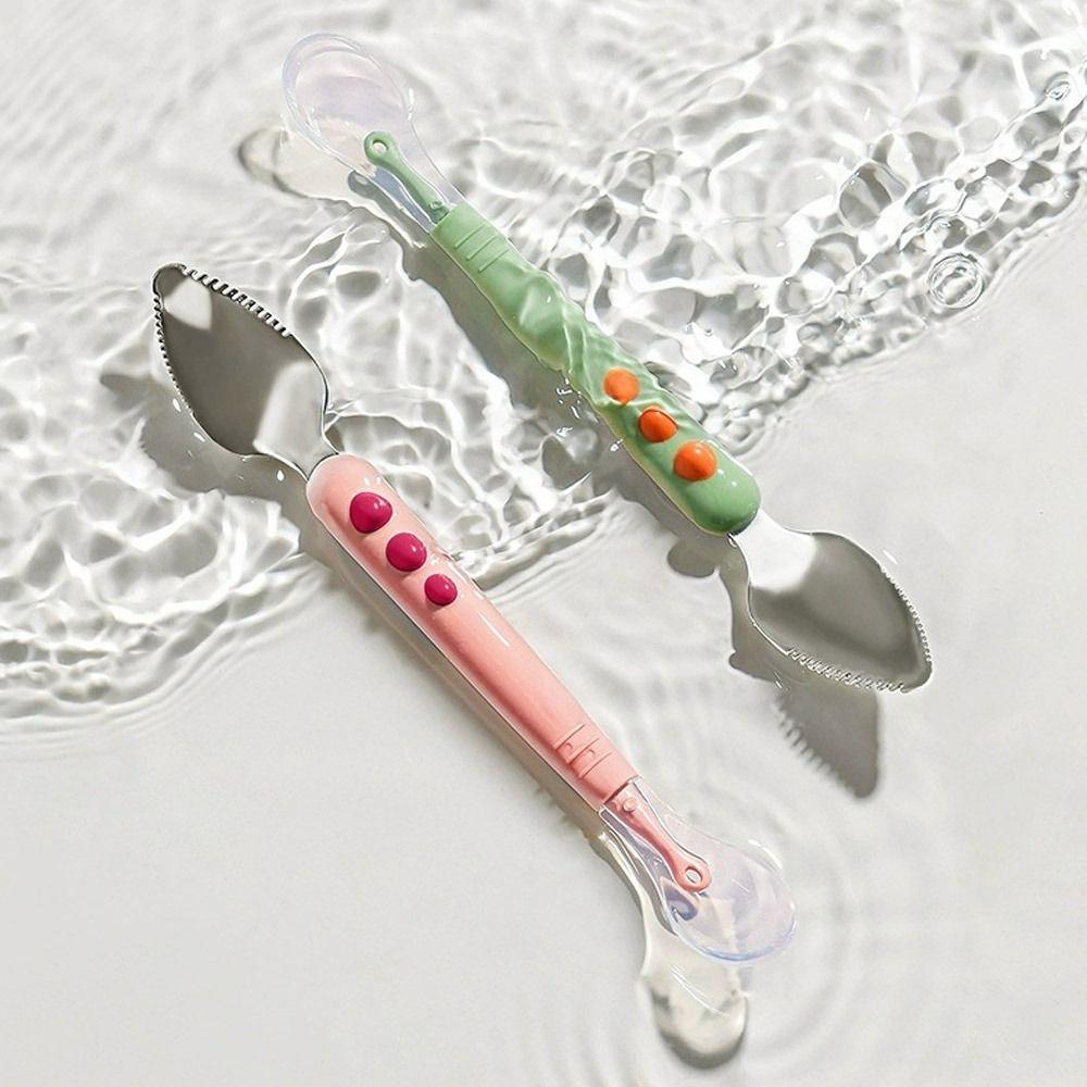 Baby Tableware Complementary Food Spoon Double-Ended Fruit Scraper Spoon Fruit Puree Spoon