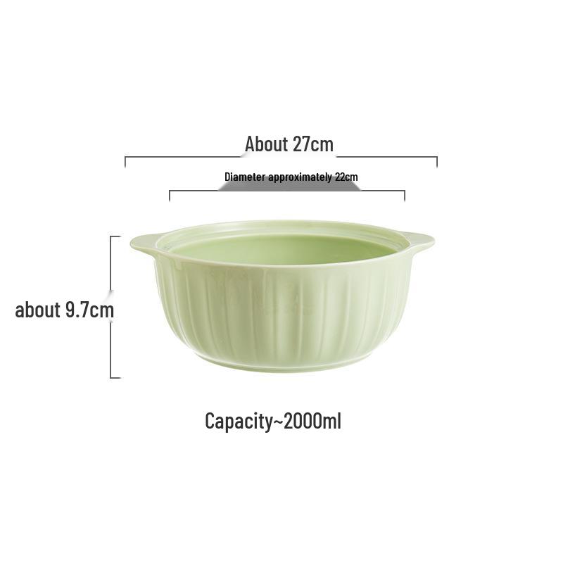 Ceramic Double-Handled Large Soup Bowl with Lid - High-End Design, Ideal for Home Use, Sauerkraut Fish, and Commercial Soups.