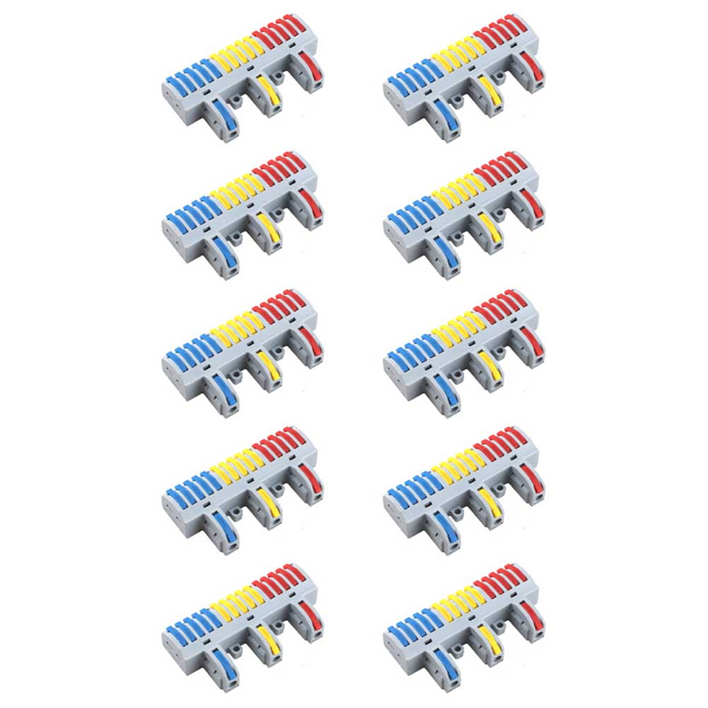 Terminal Block Kit 10pcs 3 Inputs 15 Outputs with 32A Wire Connectors Suitable for Electrical Wire Connections