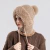 Fluffy Texture Warmth Cover Hat Neck Integrated Hat  Winter Season Outdoor Activities