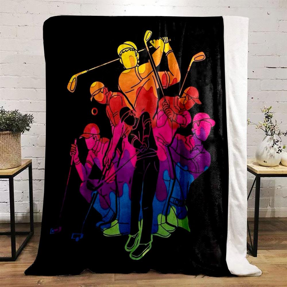 Golf Players Ombre Art Blanket bedroom Blanket for Livingroom Couch lunch break Soft throw for Friend's festival Gift