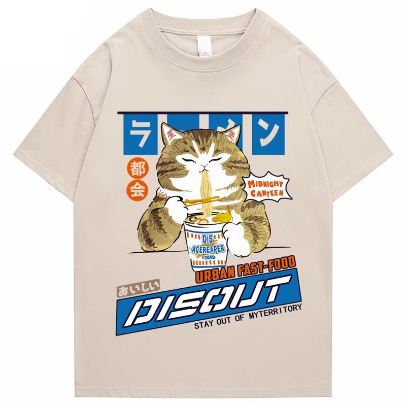 

Japanese Style Cat Cartoon Men Oversized T Shirts 2022 Summer Casual Baggy Short Sleeve Tees Harajuku Cotton Man T-shirt Tops 5XL