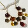 Artistic Retro Square Jewelry Set: Simple, Elegant, Translucent Earrings & Necklaces In Hong Kong Style.