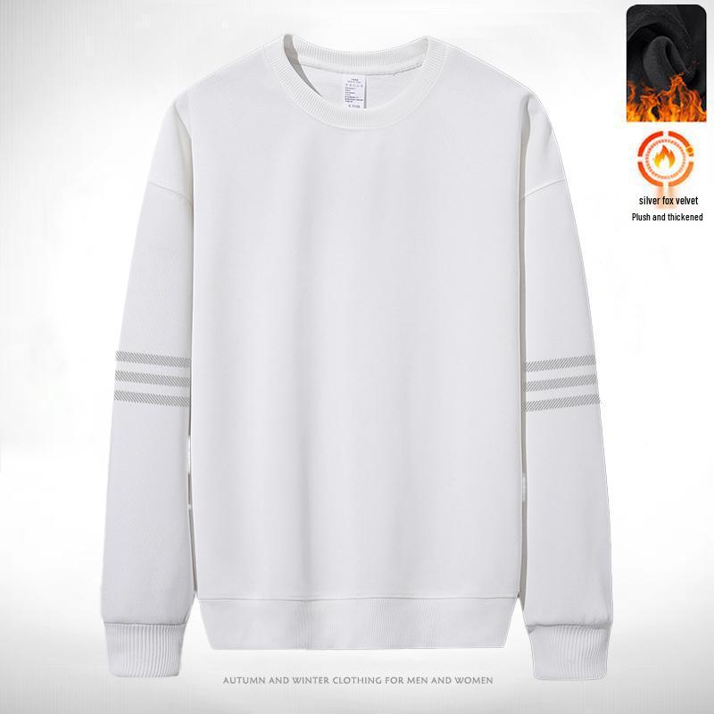 Men's Plus Velvet Pullover: Oversized Round Neck Long Sleeve Base Layer for Autumn and Winter